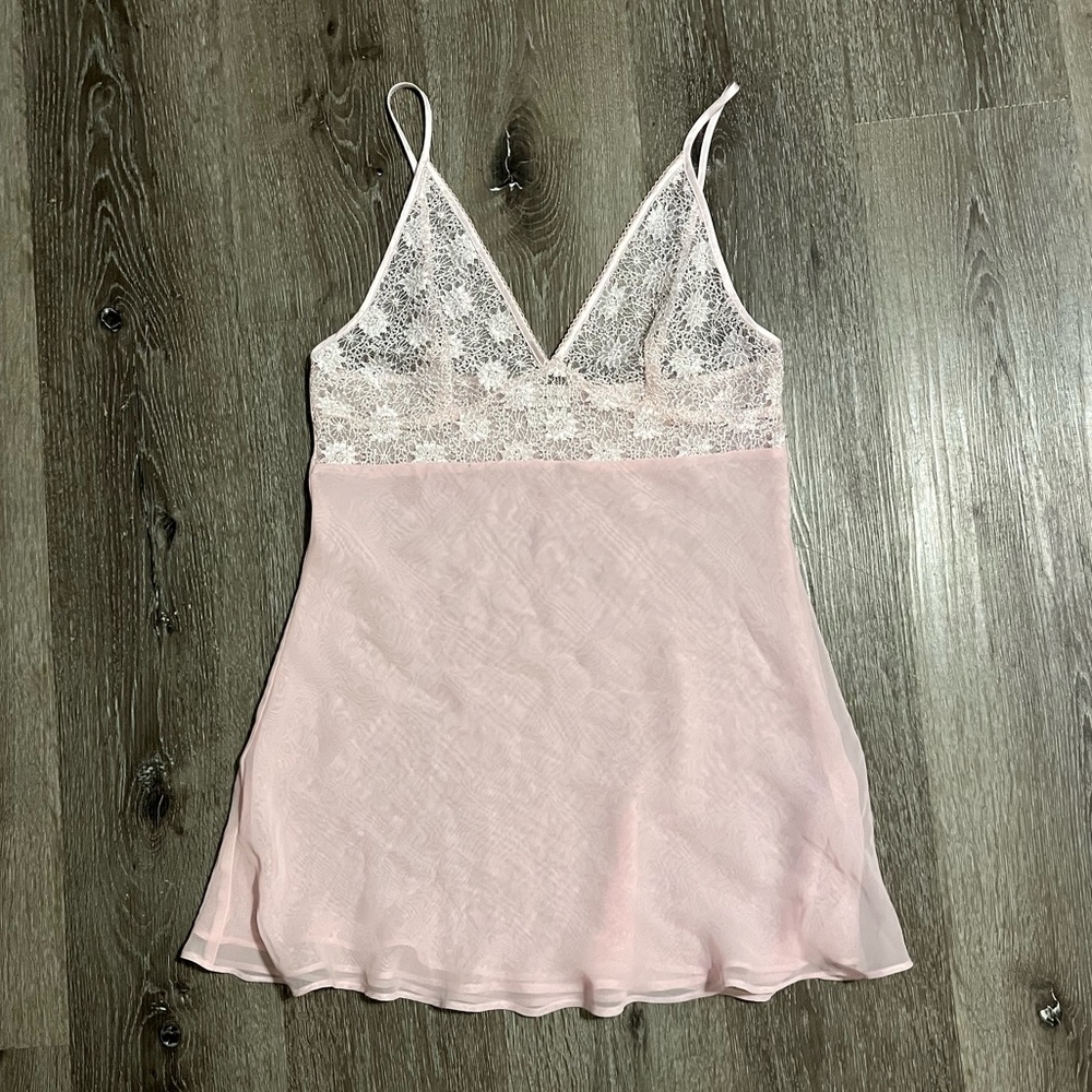 Vintage 90s Pink Lace Lingerie Dress